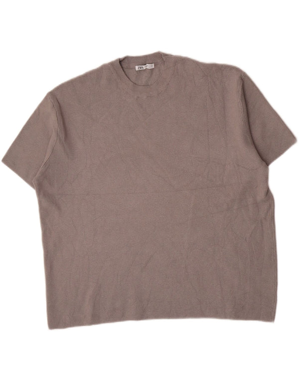 Zara Camiseta masculina cinza médio