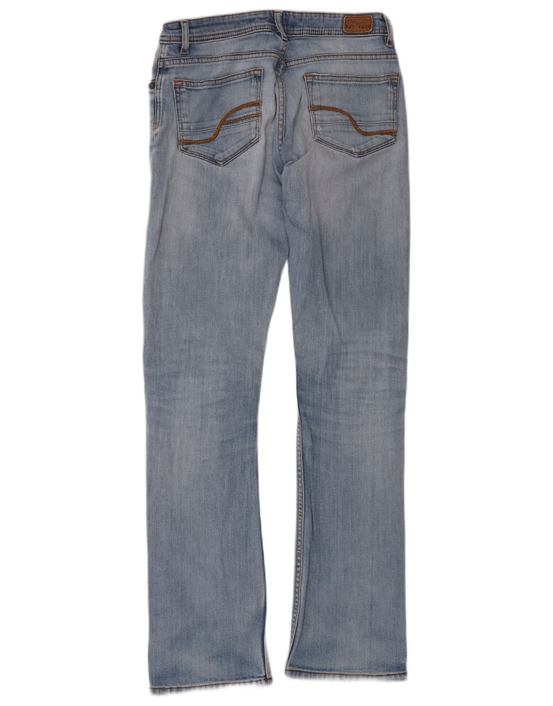 Calça jeans feminina Fat Face desgastada com corte bootcut UK 8 pequena W28 L30 azul