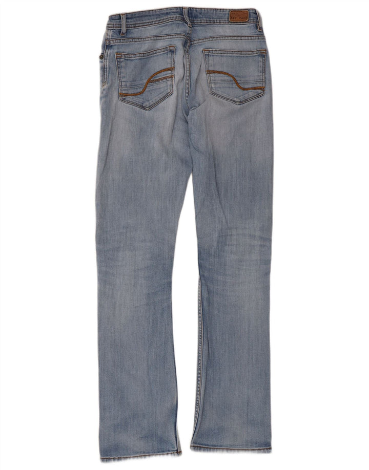 Calça jeans feminina Fat Face desgastada com corte bootcut UK 8 pequena W28 L30 azul