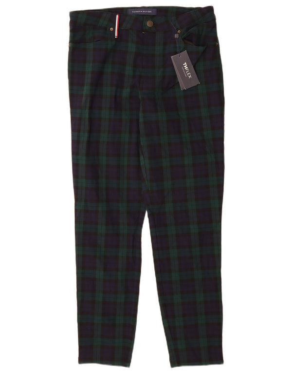 Calça Chino Feminina Tommy Hilfiger EUA 6 Médio W28 L28 Verde Xadrez