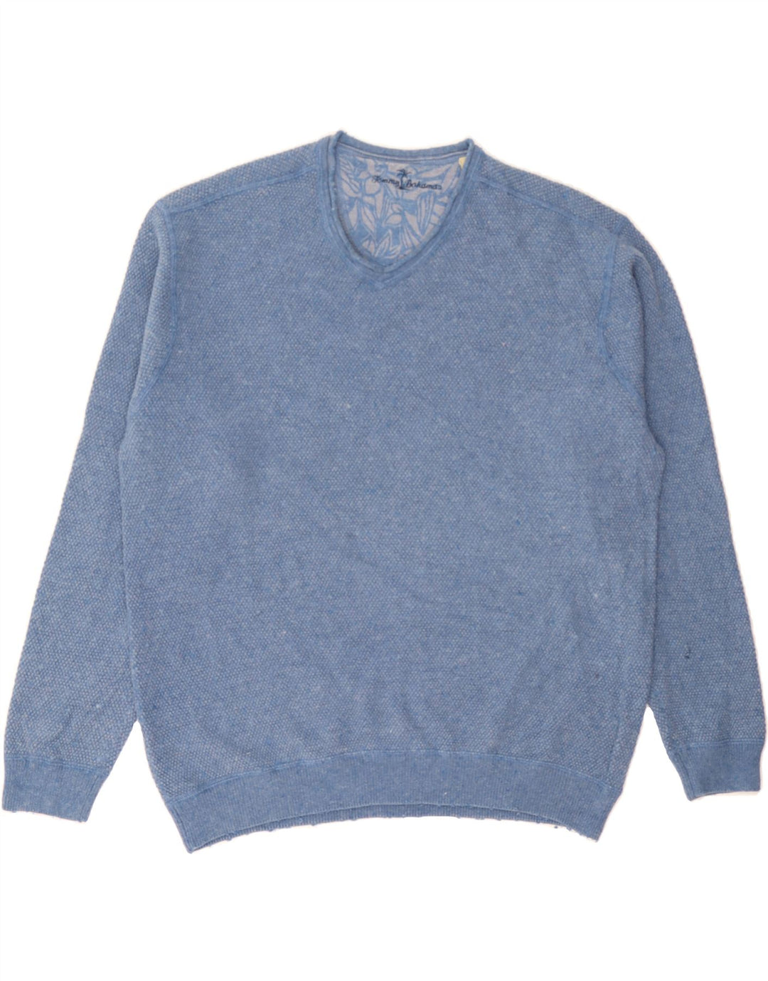 TOMMY BAHAMA Mens V-Neck Jumper Sweater Large Blue Cotton Vintage Tommy Bahama and Second-Hand Tommy Bahama from Messina Hembry 