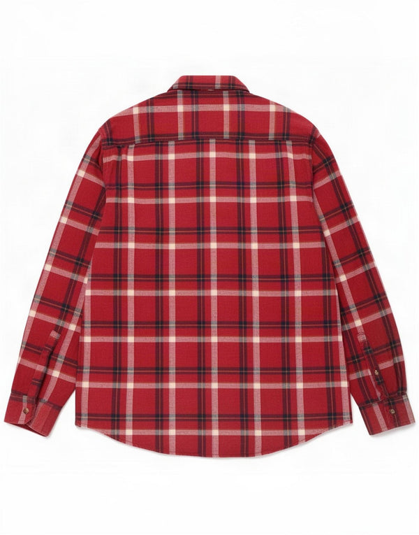 Camisa de flanela masculina vintage XL algodão xadrez vermelho