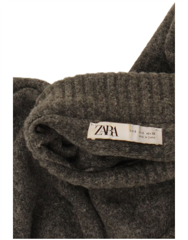 Suéter feminino Zara com gola alta e gola alta, Reino Unido 10 pequeno cinza
