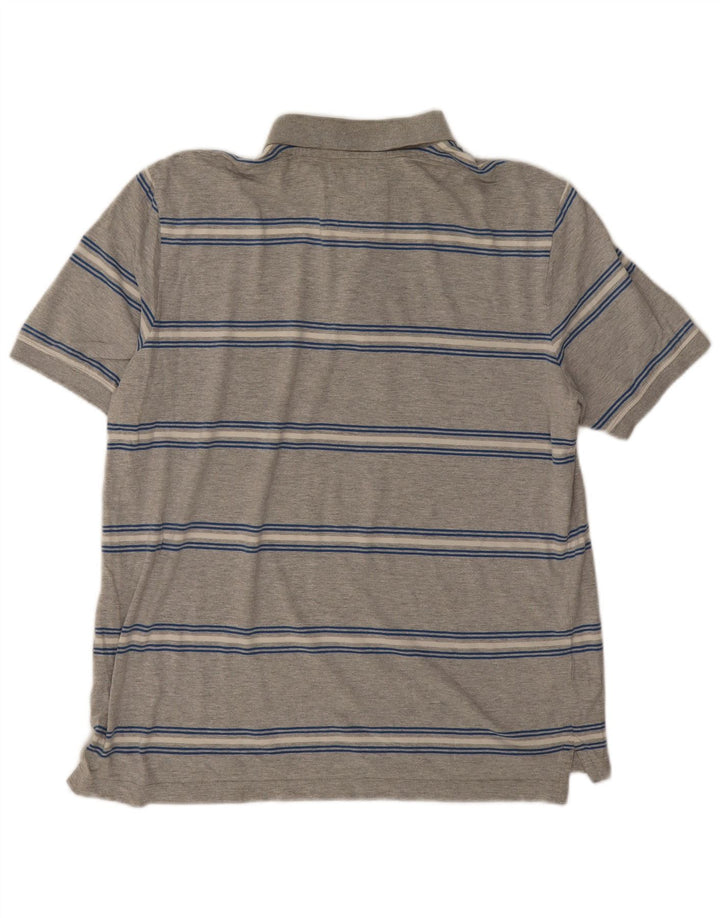 Camisa polo masculina Crew Clothing algodão listrado cinza médio