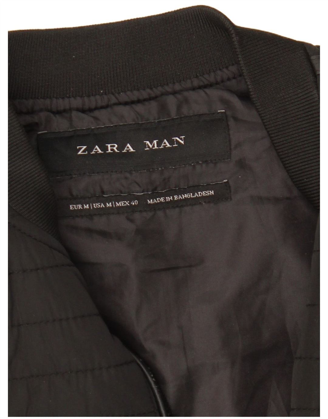 Zara Colete acolchoado masculino UK 38 poliéster preto médio
