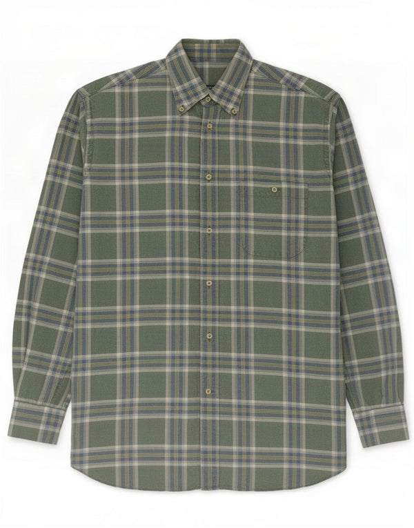 Camisa de flanela masculina Amerigo Vespucci tamanho 41 grande xadrez verde clássico