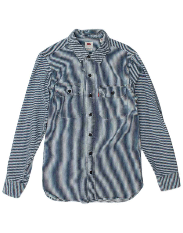 Camisa masculina Levi's Anbass Relaxed Fit 2XS algodão listrado azul