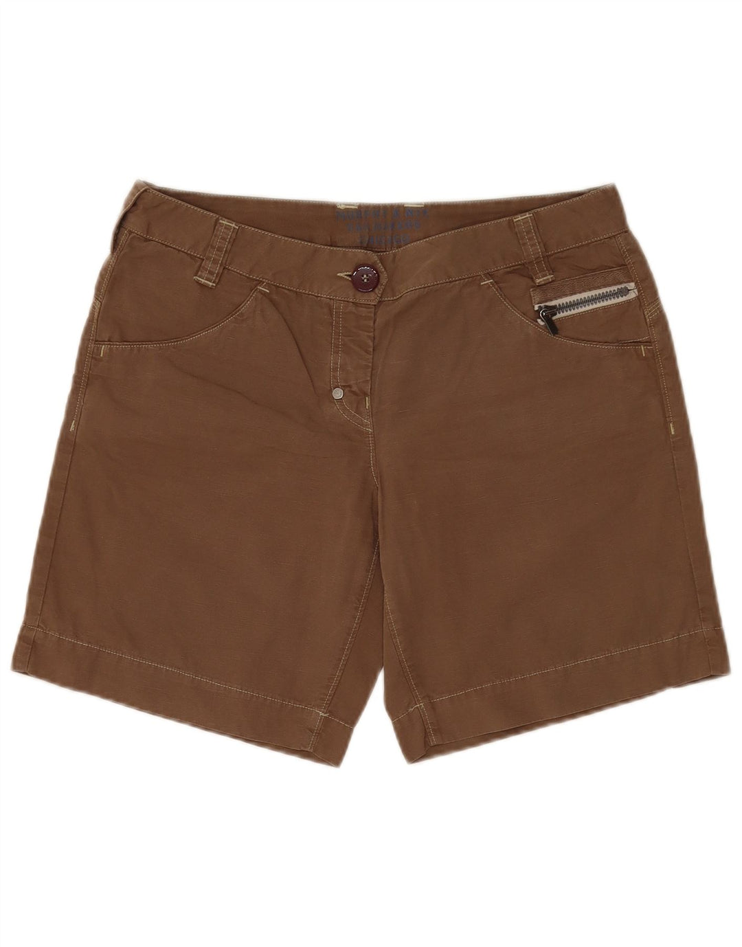 Shorts casuais femininos Murphy & Nye W30 algodão marrom médio