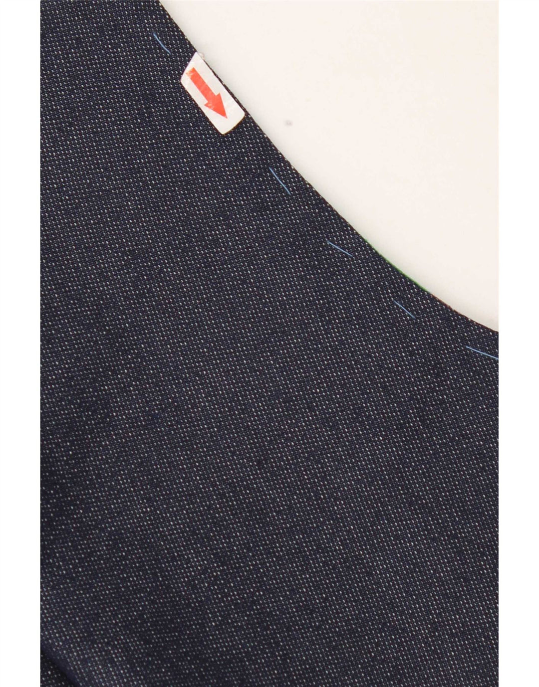 Colete jeans feminino vintage aberto Reino Unido 10 pequenos retalhos multicoloridos