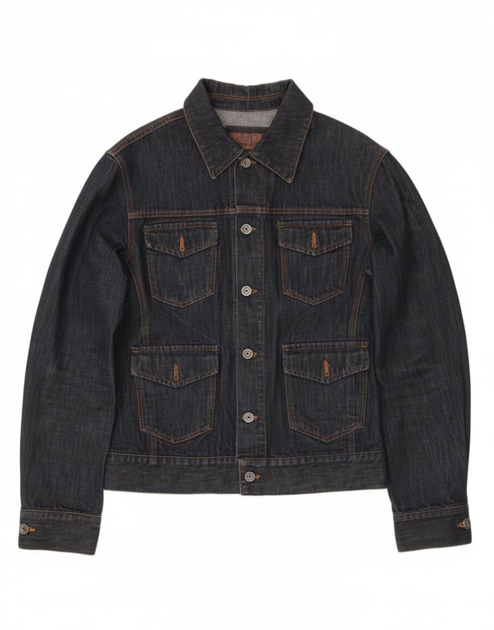 Jaqueta jeans masculina Zara Reino Unido 36 pequeno algodão azul marinho