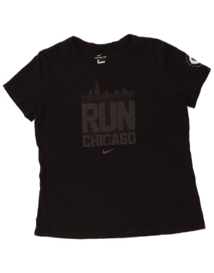 Camiseta feminina NIKE Dri Fit Graphic UK 16 grande algodão preto