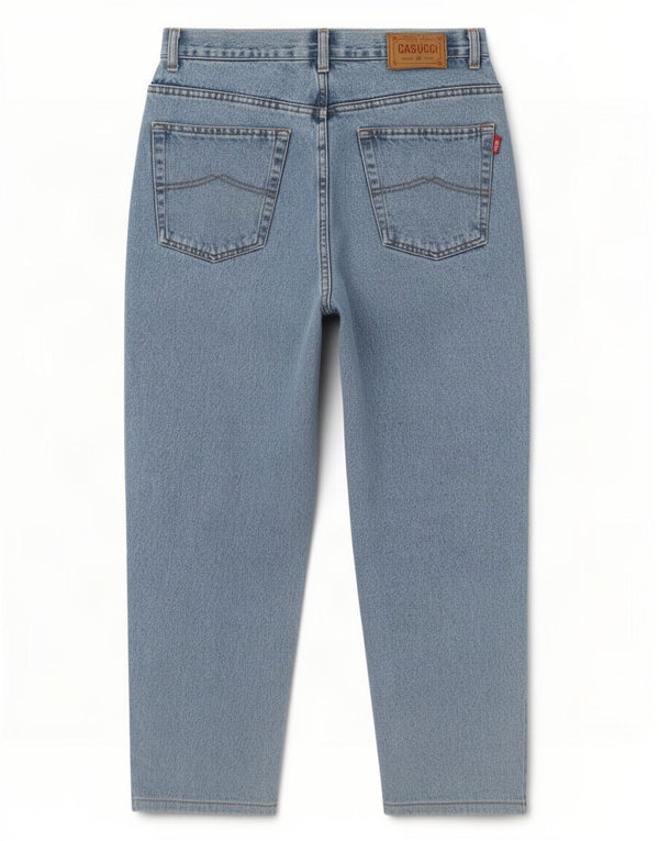 Casucci Calça jeans masculina recortada cônica W36 L25 algodão azul