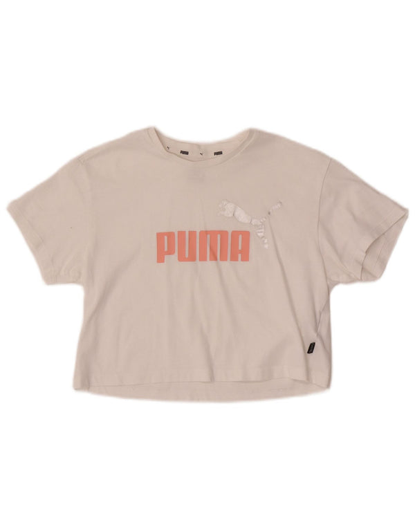 Camiseta Puma Girls Crop Graphic Top 9-10 Anos Algodão Branco