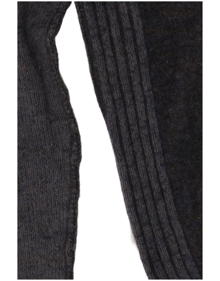 Suéter masculino Zara com gola redonda e lã colorblock cinza médio