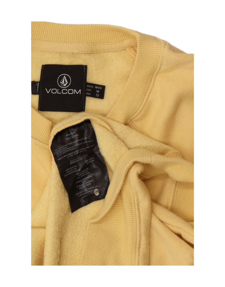 VOLCOM feminino gráfico moletom jumper UK 14 algodão amarelo médio