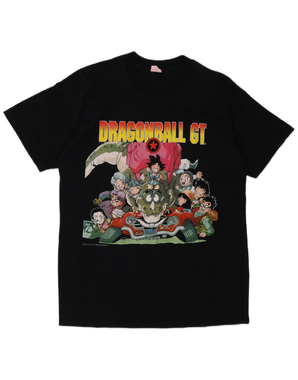 Camiseta masculina vintage Dragon Ball GT 1997 gráfica top médio preto