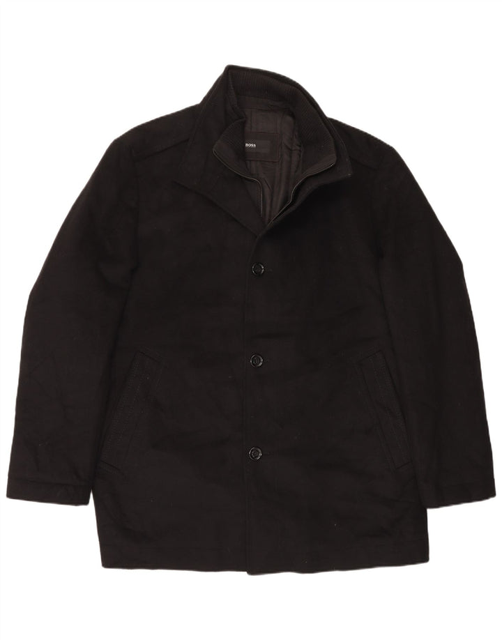 Sobretudo masculino Hugo Boss EU 56 3XL lã preta