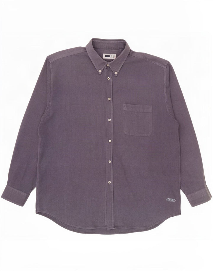 Camisa masculina Fila XL azul marinho algodão espinha de peixe