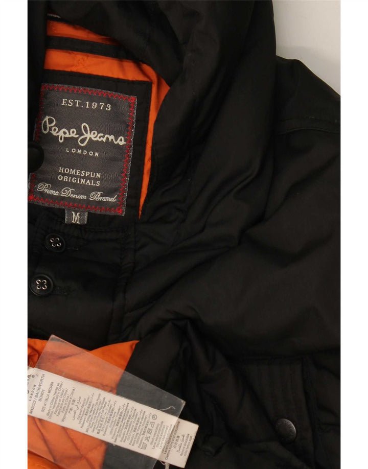 Jaqueta masculina acolchoada com capuz PEPE Jeans UK 38 poliéster preto médio