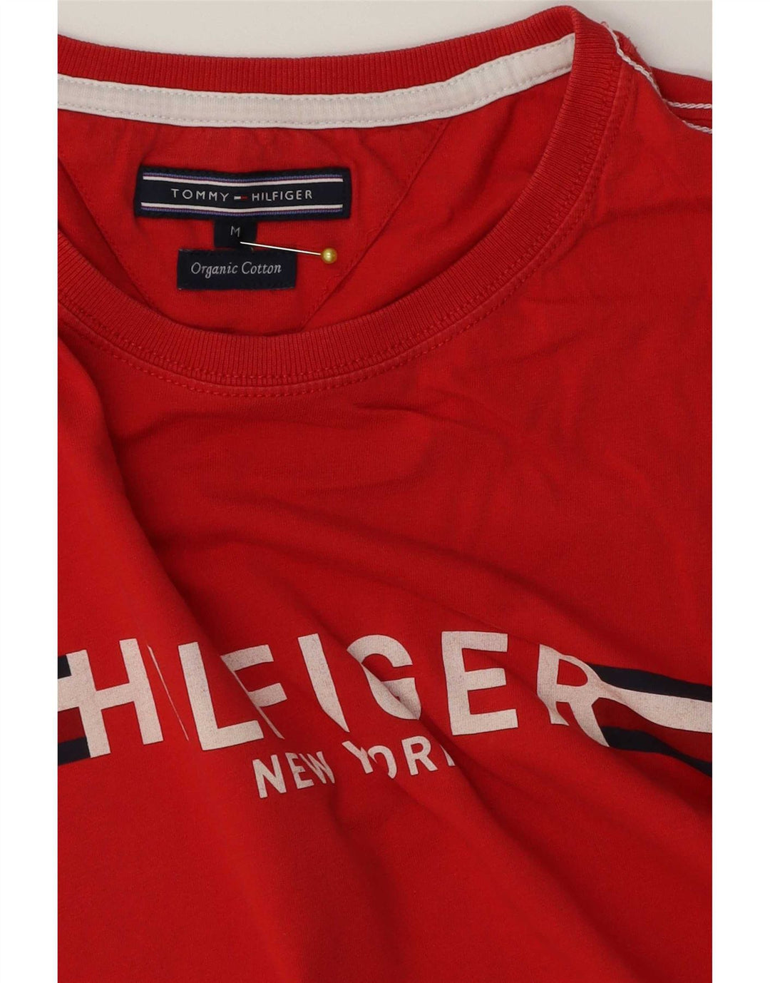 Tommy Hilfiger Camiseta masculina gráfica Top médio algodão vermelho