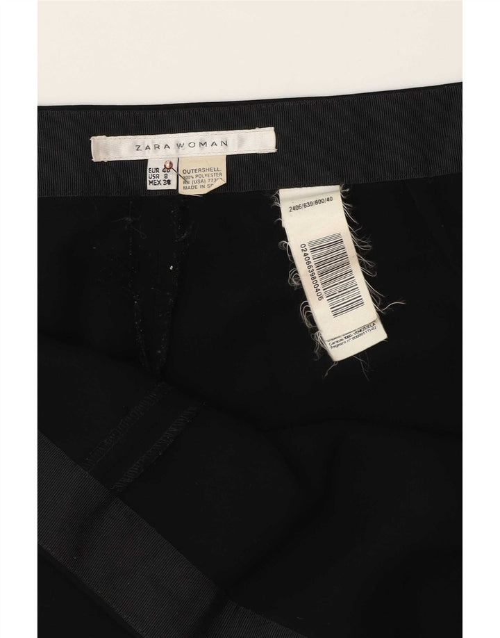 Calça feminina reta casual Zara EU 40 médio W30 L35 poliéster preto