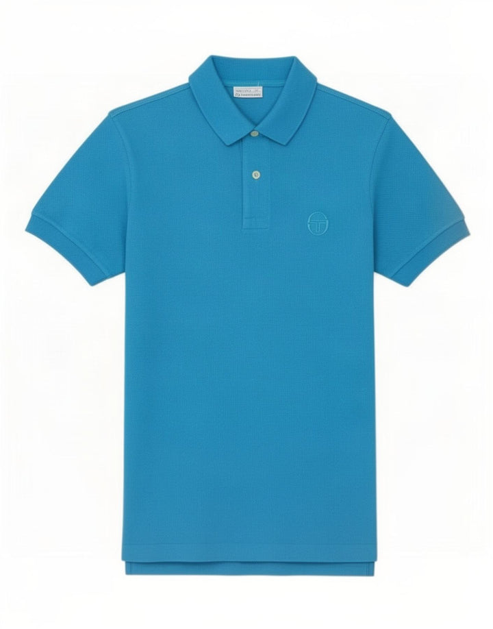 Camisa pólo masculina Sergio Tacchini pequena azul algodão