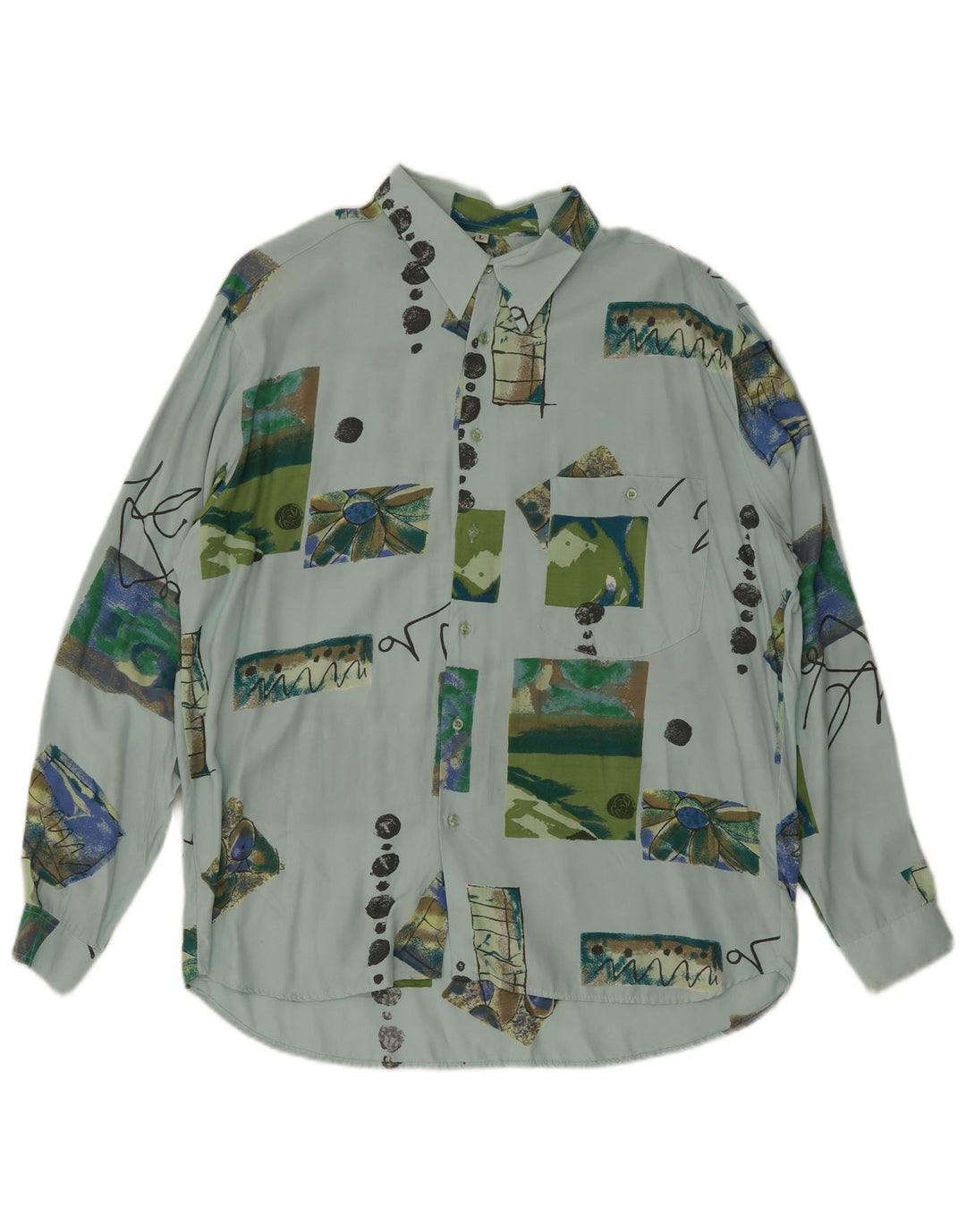 Nazzareno G. Camisa masculina grande patchwork azul
