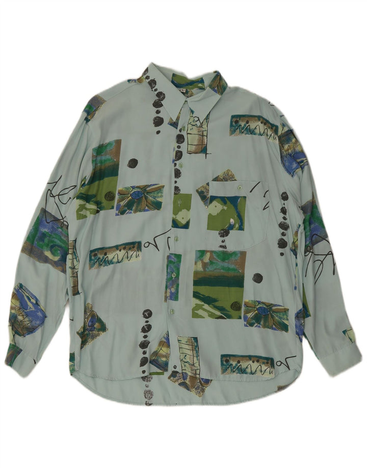 Nazzareno G. Camisa masculina grande patchwork azul