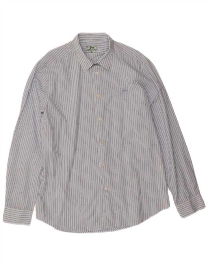 Camisa masculina Carrera XL listrada azul algodão