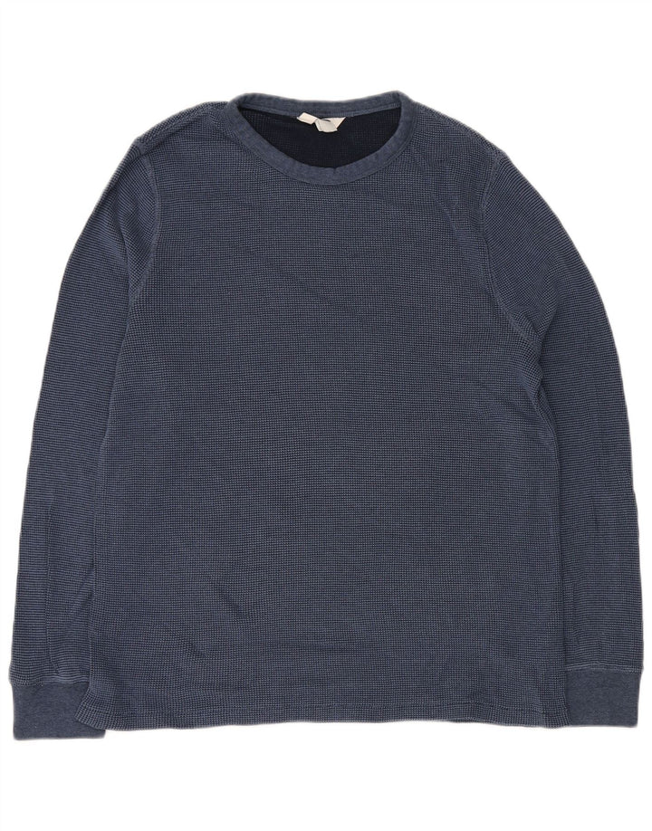 MARKS & SPENCER Top masculino solto de manga comprida de algodão azul médio