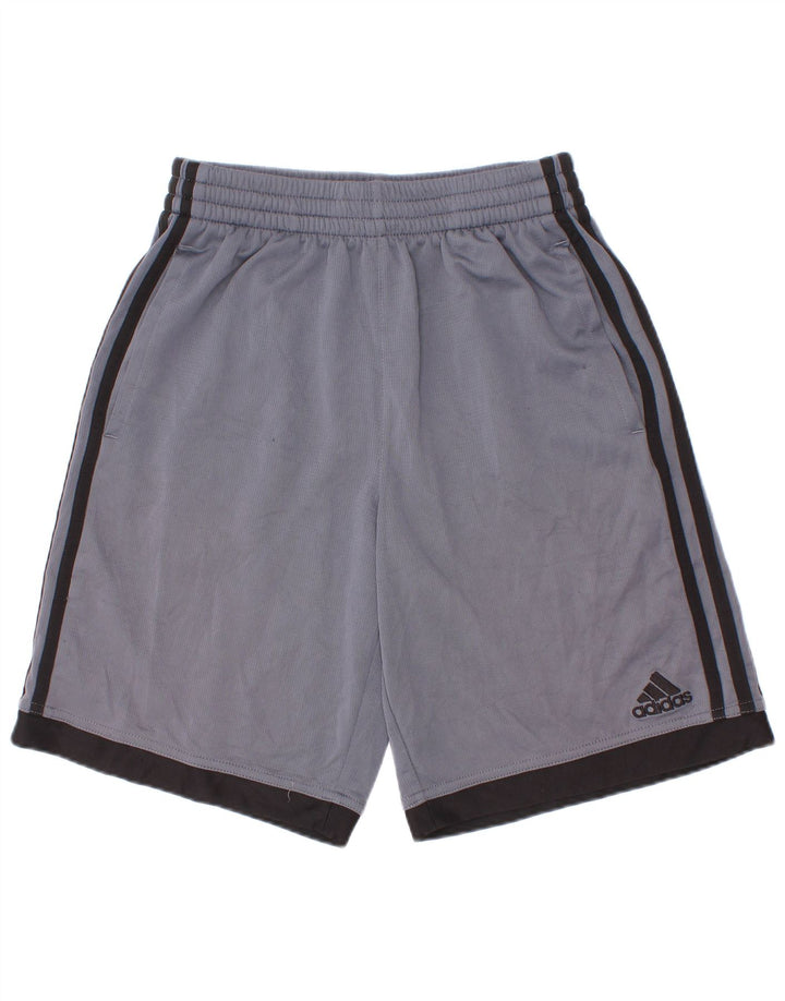 Shorts esportivos masculinos Adidas 10-11 anos médio azul colorblock poliéster