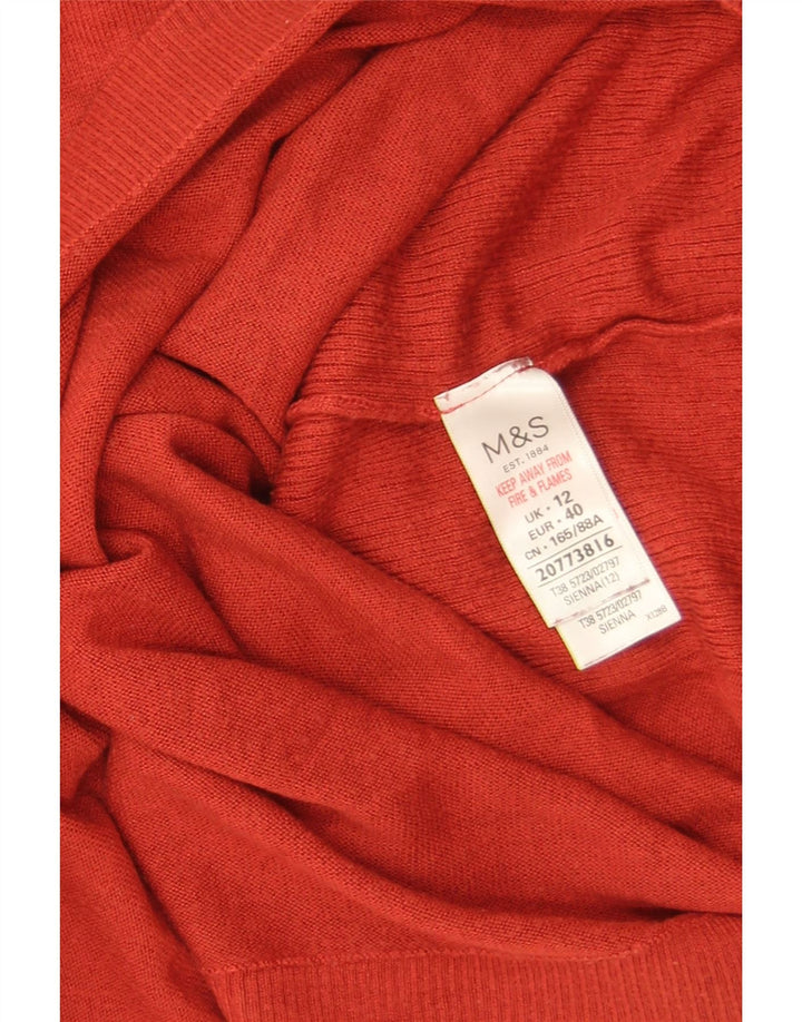 Suéter feminino Marks & Spencer com gola redonda e gola redonda Reino Unido 12 médio vermelho