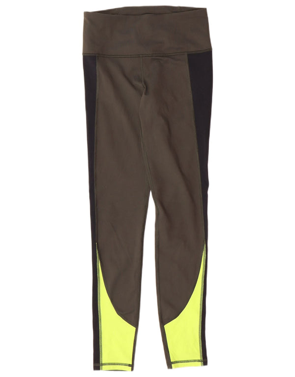 Leggings femininas UNDER ARMOUR UK 10 poliéster colorblock cáqui pequeno
