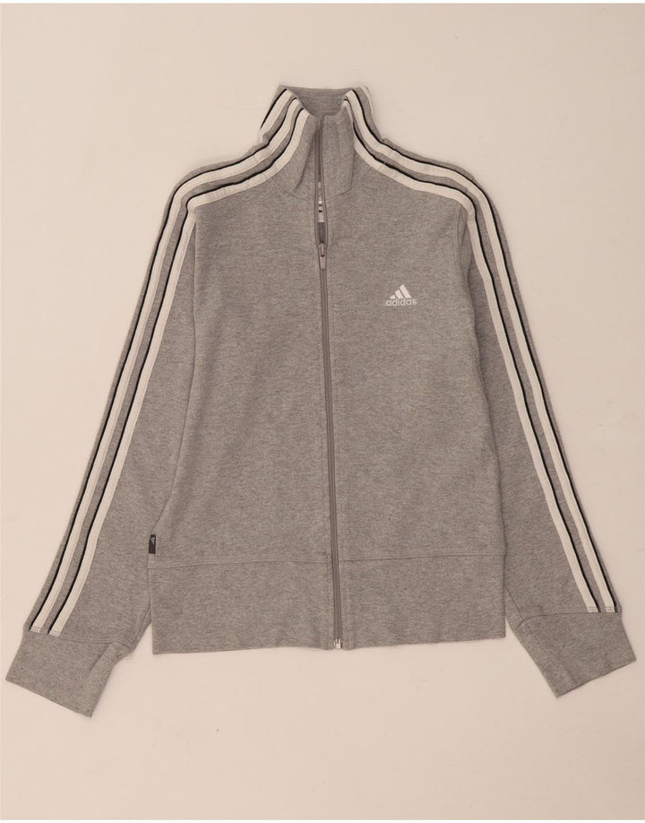 Adidas Womens Tracksuit Top Jacket UK 10 Pequeno Cinza Algodão