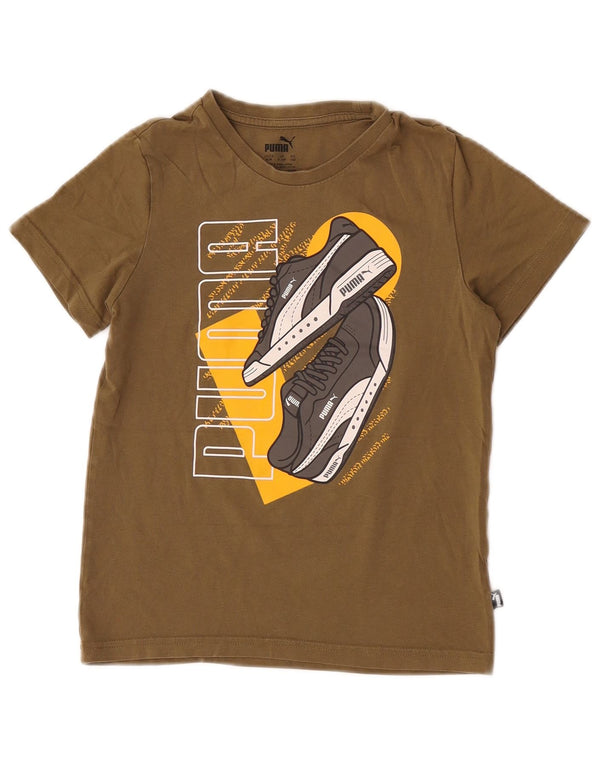 Camiseta Puma Meninos Graphic Top 9-10 Anos Caqui
