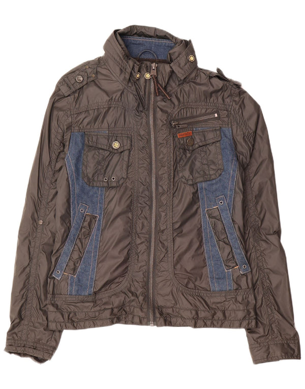 Jaqueta militar masculina KHUJO UK 40 grande cinza colorblock poliamida