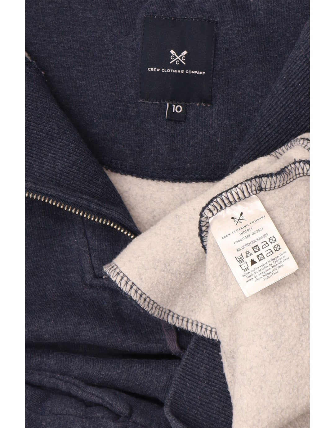 CREW CLOTHING Suéter feminino oversized com capuz Reino Unido 10 pequeno azul marinho