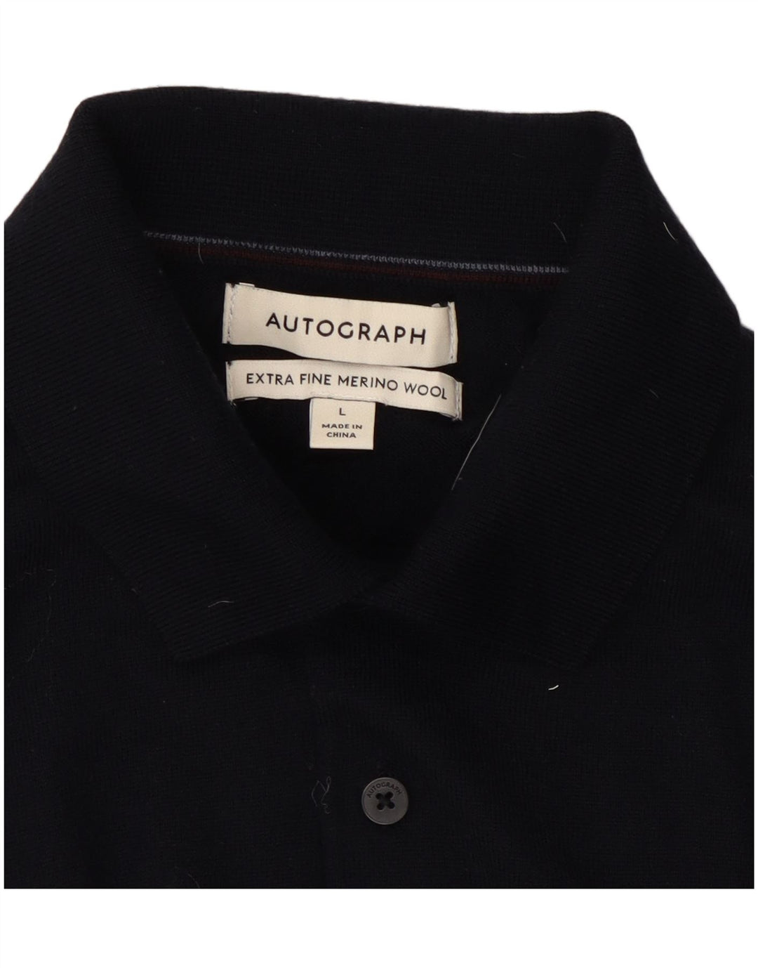 Suéter masculino Marks & Spencer Autograph Polo com gola grande azul marinho