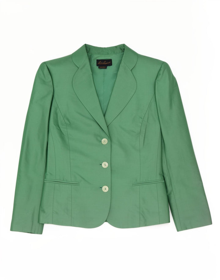 Jaqueta blazer feminina Luisa Spagnoli com 3 botões Reino Unido 14 seda verde médio