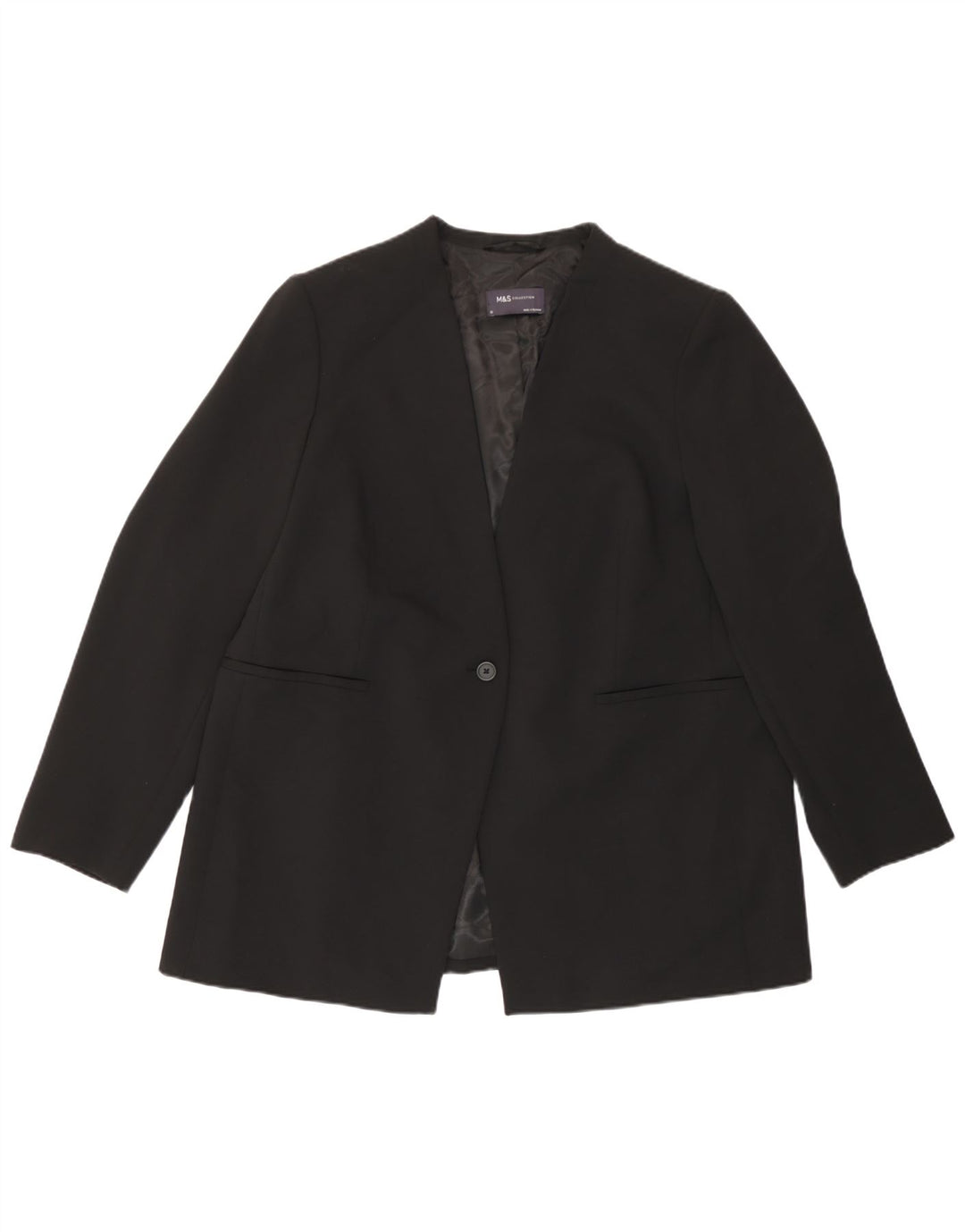 Jaqueta blazer feminina Marks & Spencer com 1 botão Reino Unido 18 XL preto poliéster