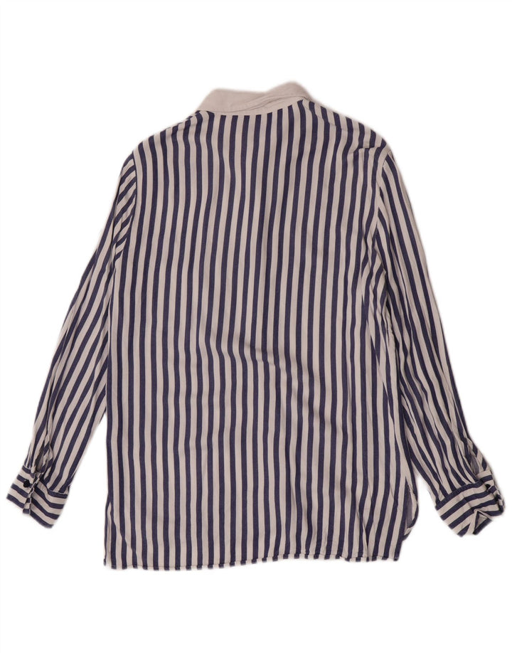 Blusa feminina Zara UK 12 Viscose listrada azul média