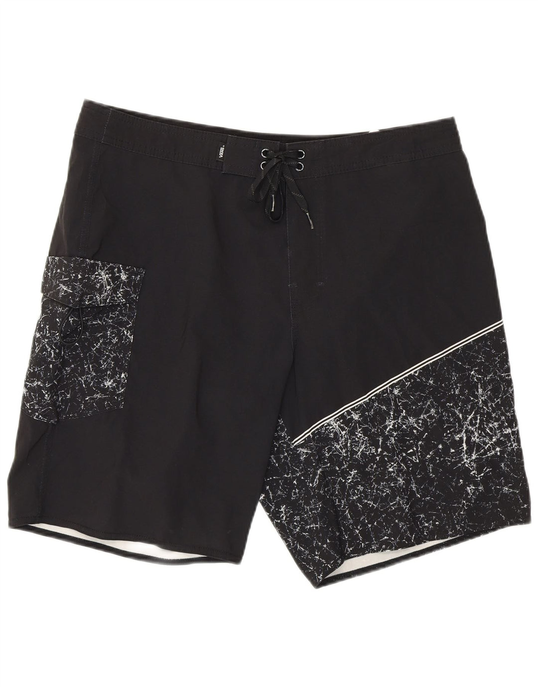Shorts de natação masculino Vans Abstract Pattern médio preto poliéster