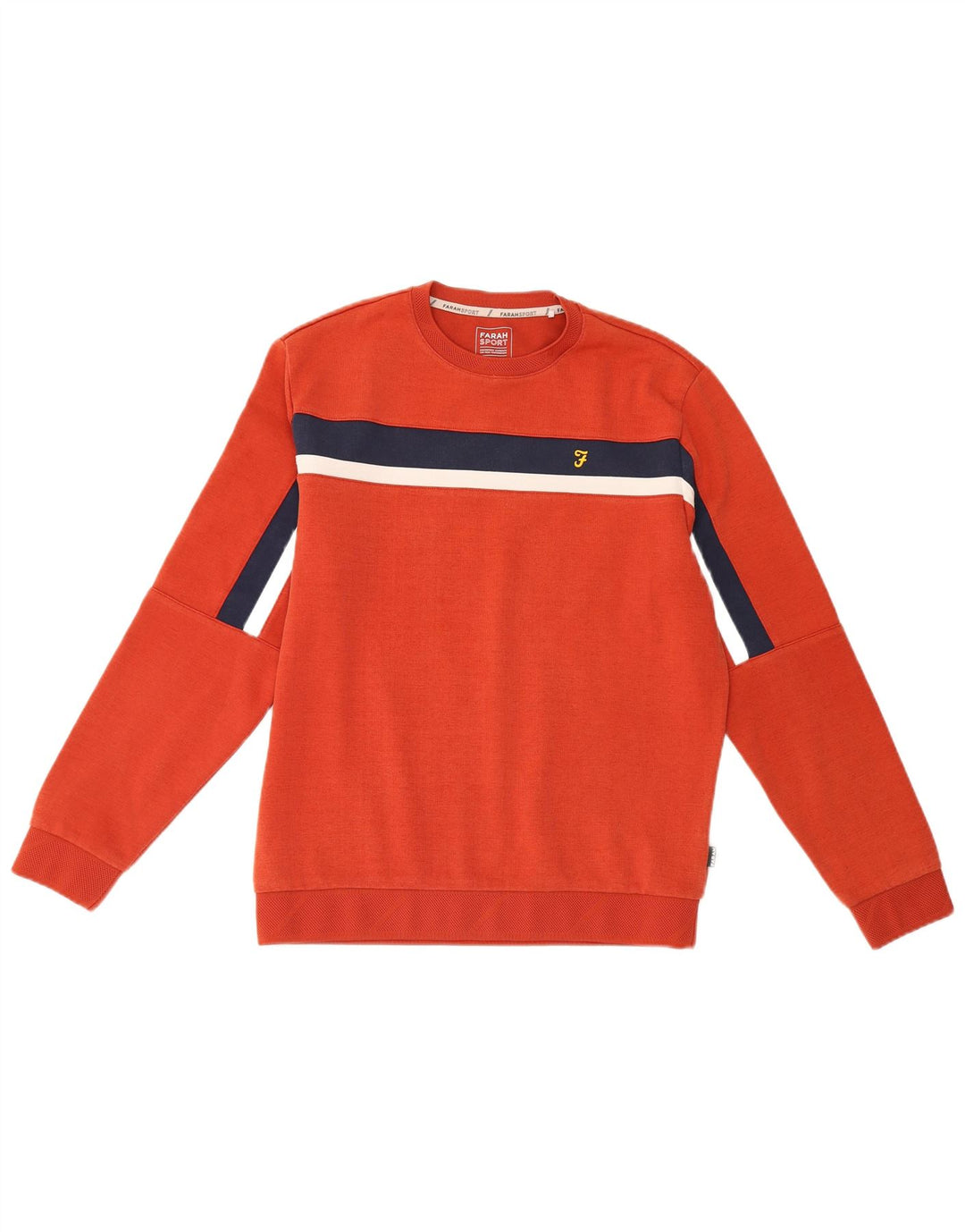 Farah moletom masculino jumper médio laranja colorblock algodão