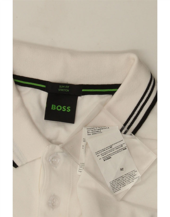 Camisa polo masculina Hugo Boss Slim Fit médio algodão branco