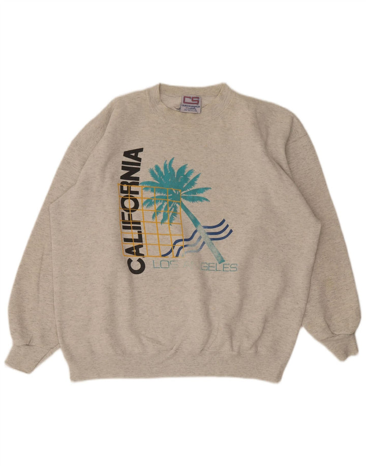 Moletom gráfico masculino vintage Jumper XL algodão cinza