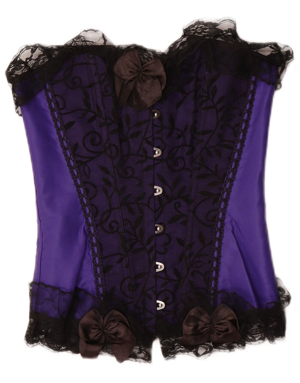 Top espartilho feminino VINTAGE UK 8 poliéster floral roxo pequeno