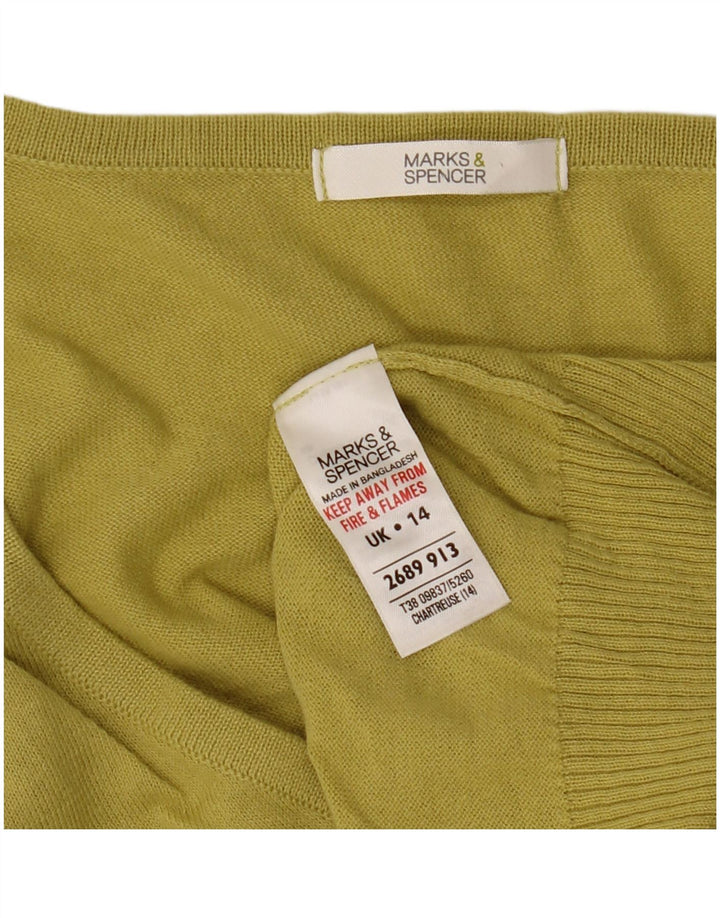 Suéter cardigã feminino de manga curta Marks & Spencer Reino Unido 14 médio amarelo