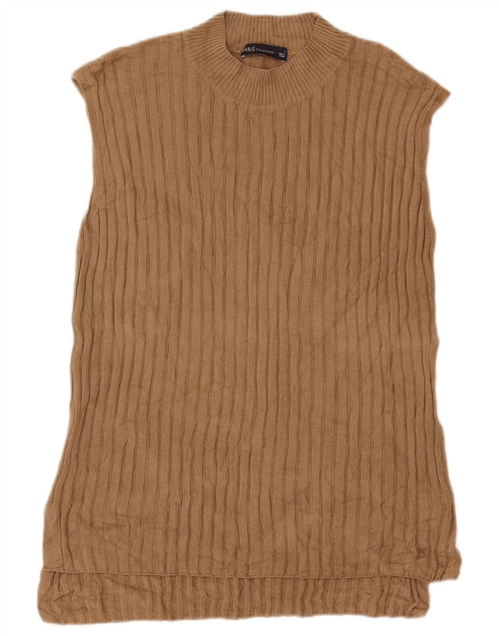 Regata feminina Marks & Spencer com colete superdimensionado Reino Unido 10 pequena viscose marrom