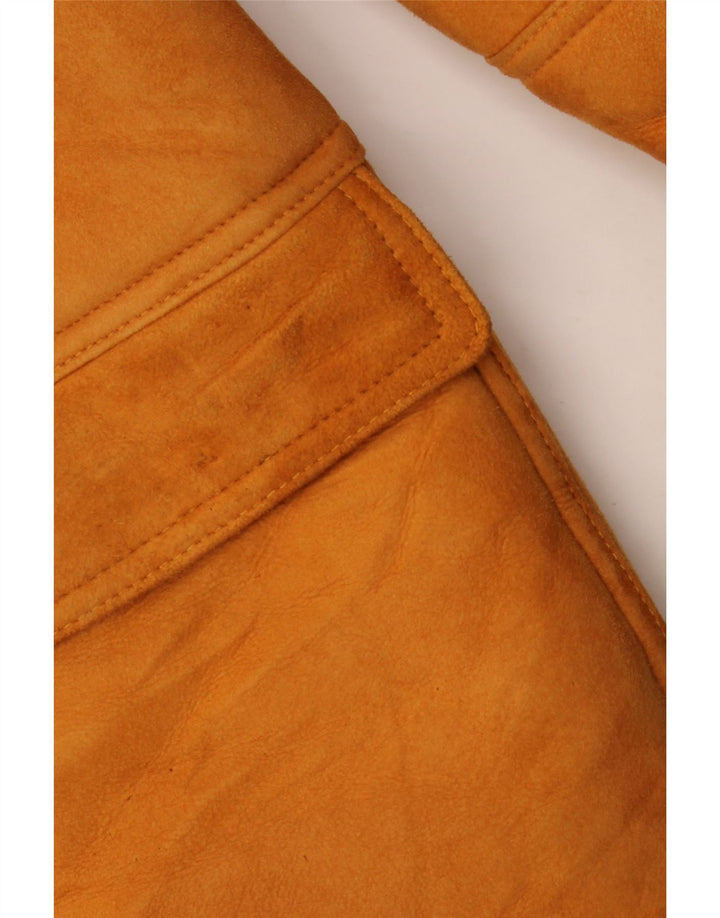 Jaqueta masculina vintage de shearling IT 56 XL marrom shearling