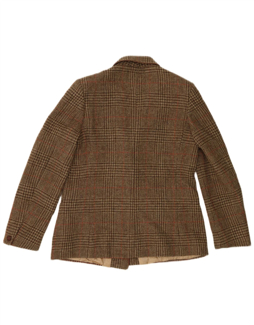 Jaqueta blazer feminina Brora com peito duplo Reino Unido 14 médio marrom houndstooth